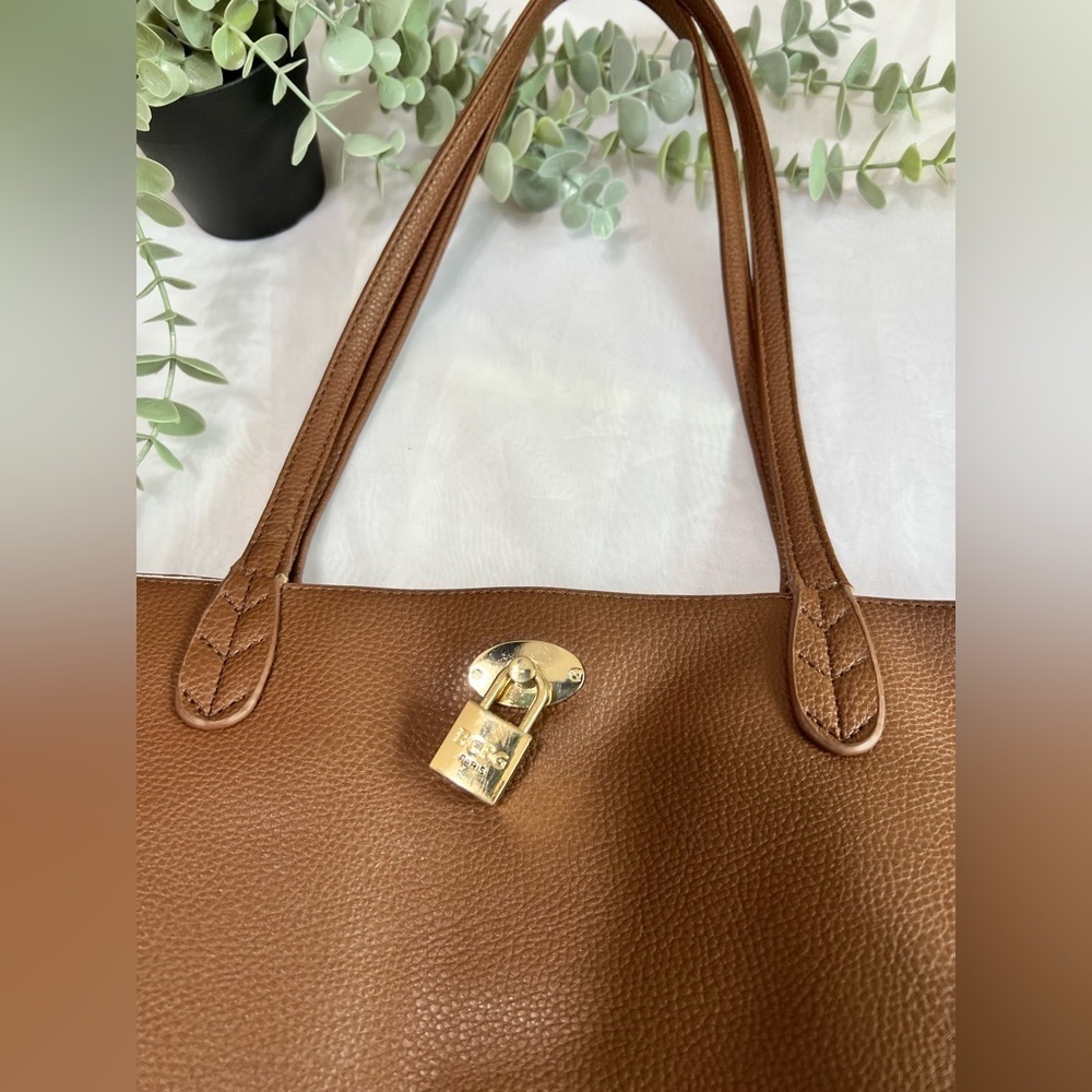 BCBG Paris Pebbled Faux Leather Tote - Brown - Picture 2 of 9
